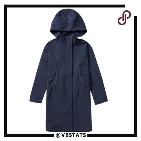 Everlane Women's The City Hooded Snap Zip Anorak Rain Jacket Navy Blue Size XXS - Picture 3 of 11